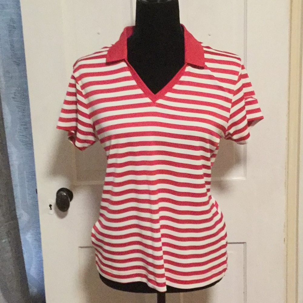 Slazenger Shirt. Medium. Pink and white striped.